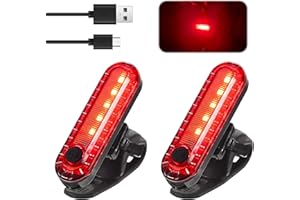 GAUBSS 2 Pack LED Rear Bike Tail Light Rechargeable - Ultra Bright/Waterproof Bike Lights Back for Helmet Backpack, Safety Warning Red Bike Light with 4 Modes, Easy Installation & Includ USB Cables