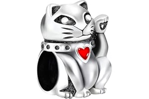 Andante-Stones 925 Sterling Silber Bead Charm Maneki-Neko Winke-Katze Glücksbringer - Element Kugel für European Beads + Organzasäckchen