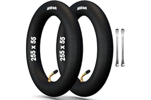 AVVS TECH Chambre à air pour poussette 255 x 55 10" avec valve coudée à 45° | Lot de 2 | pour scooter, pneus, poussettes, tricycles, vélos, remorques