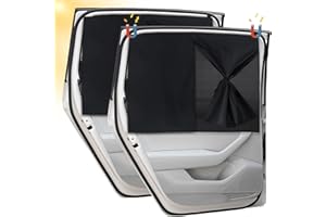 BEIBEIJIA 2Pcs Parasol Coche Lateral Ventana Lateral, Magnético Cortinas Coche, Parasol Ventanas Traseras Coche, para Ventanas Laterales, Bloquea los Rayos UV y Protege la Privacidad, Doble Capa