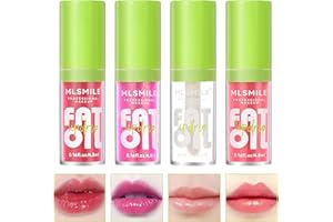 LOPHE Lip Oil, 4PCS Lip Gloss Transparente con Efecto Volumen y Hidratante, Lip Glow Oil con Acabado Brillante, Brillos de Labios para Brillante Hidratante, Elimina Arrugas y Cuidado Labial (A)
