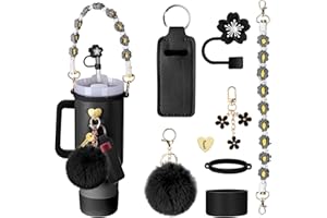 KOMICEA Zestaw akcesoriów do kubków Stanley Cup, pasek na butelkę z uchwytem, silikonowe etui, osłona słomki, do kubków o pojemności 800 ml - 1100 ml