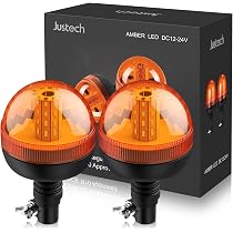 D-TECH LED Rundumlicht Warnleuchte 12/24V – Amber, Magnetisch, 3 Blinkmuster, ECE-geprüft, 39 SMD-LEDs
