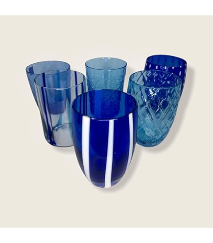 Zafferano Twiddle - Set van 6 amberkleurige geblazen glazen, 35 cl