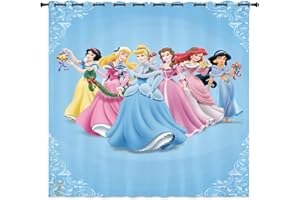 LKFFHAVD Cortinas opacas de princesas Disney, estampado 3D, ojales de Cenicienta, Rapunzel, juego de 2 unidades para dormitorio o habitación de los niños. (150 x 166 (ancho x alto), 4