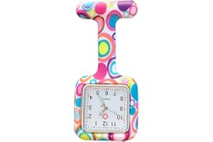 Boolavard TM Orologio da infermiere in silicone con spilla - orologio tascabile SQUARE Colourful Bubbles