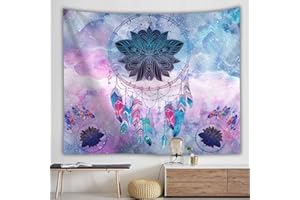 AODAFEI Arazzo da Parete Acchiappasogni Colorate,Telo Parete Boho Chic Arredamento Camera da Letto per Ragazza e Ragazzo,Piume Arazzi da Parete Tende,230x150 cm