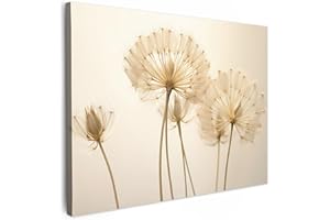 MuchoWow© Cuadros Decoración Salon Modernos 70x50 cm Pinturas Lienzo Decorativo para Pared Decoracion Hogar Lienzos Sol - Diente de león - Flor - Blanco