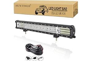 AUXTINGS Barra de Luces LED 20 Pulgadas 510W 4 Filas Foco Combinado de Inundación Todoterreno Con Arnés de Cableado Para Camión Jeep SUV ATV UTV Barco 12V 24V Impermeable