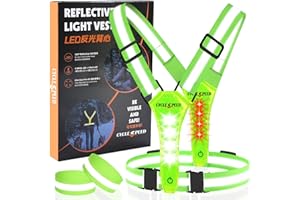 ‎CYCLESPEED CYCLESPEED LED-Lauflicht,wiederaufladbare USB-Fahrradwarnweste,360° hochsichtbare reflektierende Weste für Nachtwanderungen, Radfahren und Hundespaziergänge