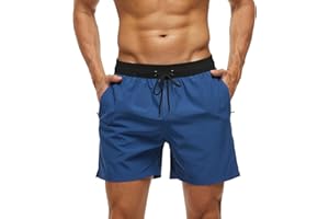 Aisprts Pantaloncini Mare Uomo Asciugatura Veloce Calzoncini da Beach Costume da Bagno Uomo Boxer Mare Fodera Rete con Taschino e Coulisse