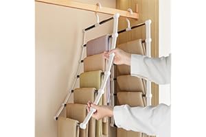 HiWODO Trouser Hangers Space Saving for Wardrobe,2 Pack Multi Layer Metal Pants Hangers for Women,360° Rotatable Closet Organizer for Skirt,Jeans,Clothes,Tie,Belts,Scarf and Towel