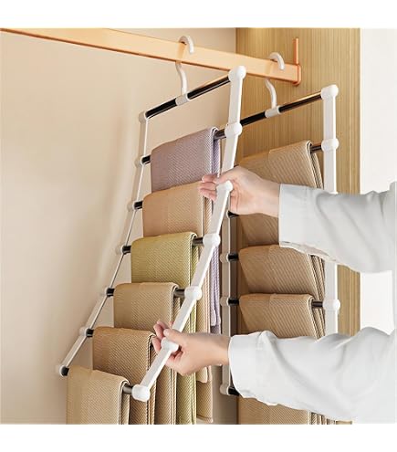 2 Organizer Per Legging E Pantaloni | Grucce In Legno Con Clip Girevoli 360° E Rivestimento In Gomma | Capacità 20 Capì