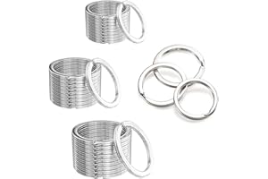 JeoPoom Key Rings[30 Pieces], Flat Key Chain Rings, Split Key Rings, Stainless Steel Split Rings, for Craft Making and Home Keys Organization (Silver)