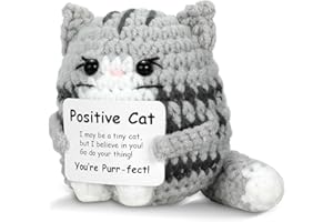 Calkkrer Gatto Mini Amigurumi, Regalo di Supporto Emotivo, Bambola Intrecciata Ispiratrice Fatta a Mano, Regalo Motivazionale all'Uncinetto, Portafortuna