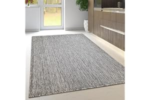 Viva Rugs Non Slip Rug Kitchen Living Room Fat Weave Check Carpet Small Large Runner Mat (120x160cm - 4'x5'3" ft, Grey Plain)
