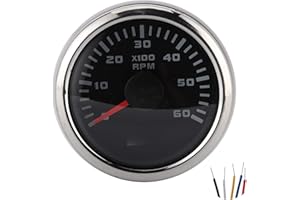 KEENSO Contagiri per Moto, Contagiri Digitale LCD da 2 Pollici 52 Mm 6000 Giri/Min Contagiri per Moto Impermeabile IP67 per Motore Fuoribordo Automatico Macchine Edili Moto Tachimetri