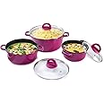 Wonderchef Ceramide 6 pcs Casserole Set | Die Cast Aluminium | Non Stick Coating | 2 Years Warranty | Pink