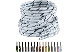 Puzeam 2 Paire Lacets Ronds pour Bottes, Lacets Résistants et Durables pour Chaussures de Travail, Chaussures de Randonnée, Chaussures de Sécurité