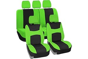 FH Group FB030GREEN115-SEAT Universal Fit Green Bucket Autositzbezüge und Bankbezug passend für die meisten Autos, SUVs und Lastwagen (kompletter Airbag kompatibel mit geteilter Bank)