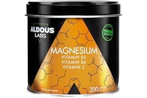 ALDOUS LABS 200 Capsule Citrato di Magnesio 1500 mg + Vitamina C, B6, B5 Dose Massima | 450 mg di Magnesio Puro Altamente Biodisponibile | Riduce la Stanchezza e l'Affaticamento | Allevia i Dolori Articolari