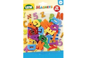 Lena 65745 Magnesy z dużymi literami, ok. 3 cm, 36 sztuk, wielokolorowe, małe