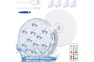IDEALIFE Luz Piscina, Luces Led Sumergibles, Magnético LED Luces Subacuáticas para Piscina, Luces LED De Piscina Impermeables Con Control Remoto para Jardín/Acuario/Florero/Bañera/Piscina/Boda/Fiesta(1 PC)