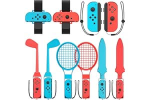 Shadowin Ensemble D'accessoires de Sport Switch 10 en 1 pour Jeux Nintendo Switch/OLED, Kit d'accessoires de Jeux de Sport Switch, Ensemble d'accessoires de jeu pour Jeux de Sport Switch OLED (Rouge)