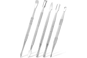 Piriuuo 5 Stück Edelstahl Doppelseitiges Wachsschnitzer, Wachs-Schnitzwerkzeuge Werkzeuge Ton Modellierwerkzeug Schnitzwerkzeug Skulpturen Modelierwerkzeugset für Modellierung, Detaillierung