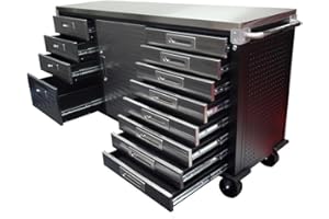 Seville Classics Ultra HD 12-Drawer Rolling Workbench With Stainless Steel Top