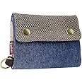 NALACAL Unisex 3 Fold Canvas Wallets, Credit Card Wallet Zipper Card Bag, Button Closure Change Coin Purse Folding Short Wallet with Key Ring, Keychain Wallet for Women and Mens