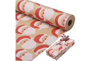 woric 25m Christmas Wrapping Paper Roll, 43cm Kraft Santa Wrapping Paper for Gift Wrap Christmas Birthday Party Decoration