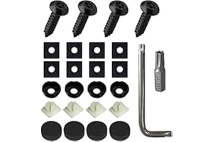 deemars 4PCS Tornde de Placa de Licencia, Kit de Tornde de Placa de Licencia a Prueba de Corrosión, Tornillos M6(1/4") a Prueba de Alteración para Montaje de Soporte de (Negro)