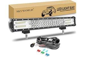 Barra LED Fuoristrada, SKYWORLD 51cm 288W Barra Luce a Led Con 12V Cablaggio Combinata Faretto Fendinebbia Fari LED Luce da Lavoro per Trattore Camion Auto Veicoli Offroad 4x4 UTE ATV UTV SUV 4WD