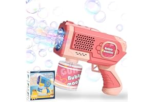 VIGODAY Bubble Gun Blaster Bubble Machine with 1 Bubble Solution, Bubble Maker Bubbles for Kids Toys Girls Toys Bubble Gun for parties (8-hole Pink)