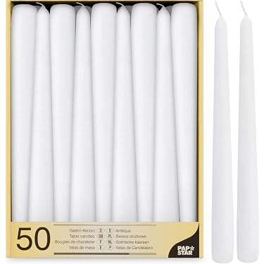Ukiyo 4er Pack Rustikale Stabkerzen H:24 Cm :3,4 Cm - 24 Stunden Brenndauer - Dicke Kerzen Dinnerkerzen Tafelkerzen Kirchenkerzen, Farbe:Greige