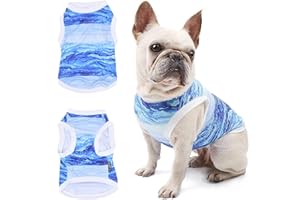 Nivofu Chemise pour Chien, Gilet de Refroidissement Chien, Chien Veste Bleu, Respirant T-Shirts Été pour Animaux de Compagnie, Vêtements sans Manches, Débardeur Doux de Sport pour Chats Chiots (S)