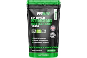 Stinging Nettle Root | 180 Capsules Vegan - 24:1 Extract 12,000mg Nettle Root per Capsule | High Strength Stinging Nettle Alternative to Powder NO Fillers & Binders | Made in UK by PROELITE