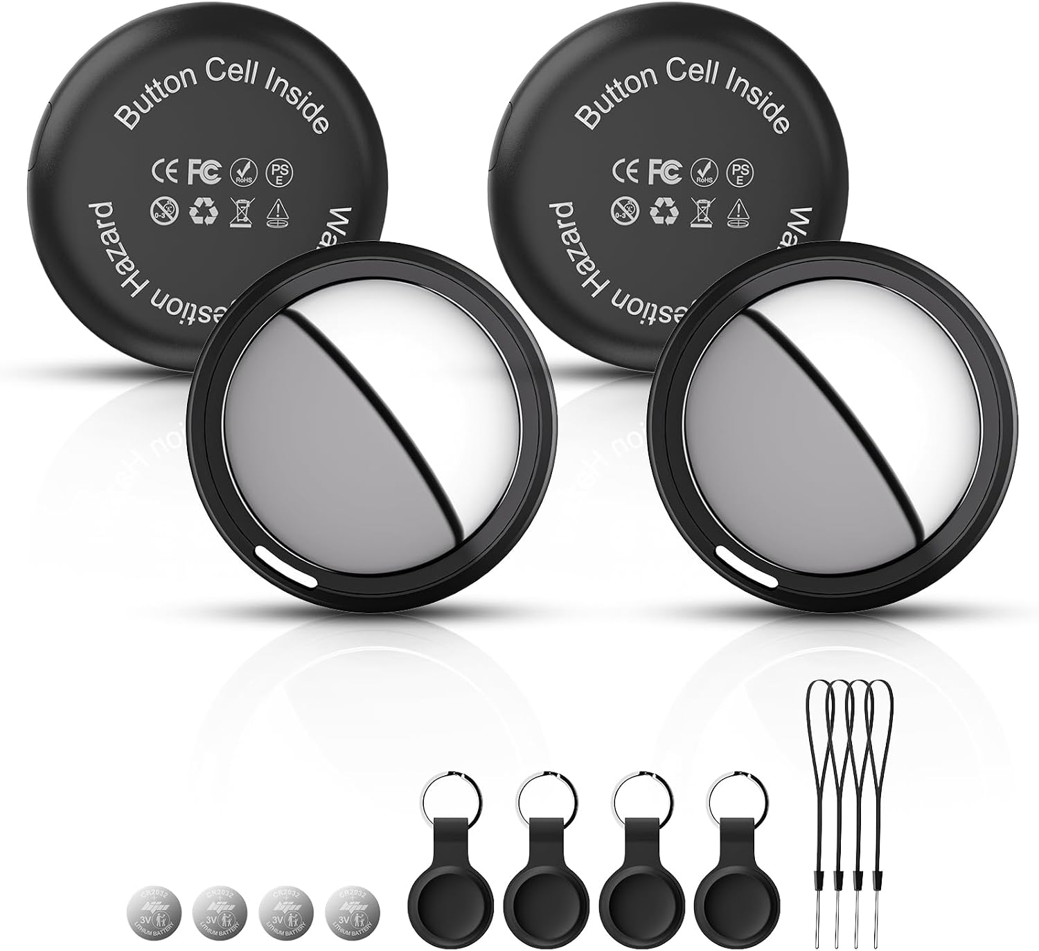 Bnlei Localizador Smart Air Tracker Tag Funciona con Apple Buscar (Solo iOS), Batería de Repuesto Incluida, Bluetooth Rastreador para Llaves, Coche, Bicicleta, Bolso (Negro, Paquete de 4)