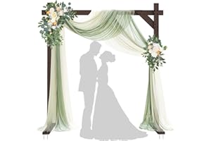 PlusFive Arche de Mariage en Bois, Arche de Jardin, Arche de Mariage en Tulle, Décoration Intérieure, Pelouse de Jardin, Arche de Rose Plante Grimpante, Décoration Cadre Fond Tulle Mousseline