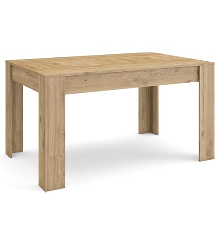 en.casa] Table de Salle à Manger Nora Chêne Robuste Brun Clair 140 x 90cm