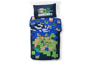 Minecraft Sängkläder Enkelsäng – Påslakan 140x200 cm + Örngott 50x70 cm, 100% bomull