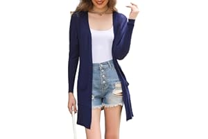 Totatuit Cárdigan Largo Ligero para Mujer Chaqueta de Punto Elegante para Primavera y Verano Rebeca Frente Abierto Informal Suelto de Manga Larga