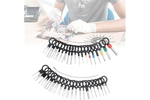 DVONE 38PCS Terminal Ejector Kit, Auspinnwerkzeug Kfz Set Nicht Leicht Verformbar Automatischen Terminals Tool mit Schutzhülle für Meisten Steckverbinder Terminals