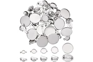 UNICRAFTALE Circa 50 pz 5 Dimensioni Spilla Rotonda Piatta Spilla in Acciaio Inox Bezel Vassoi Base Vuota Spilla Vassoio in Acciaio Inox Colore 6/8/10/12/20mm