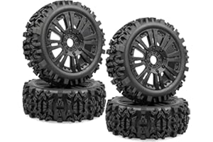 Acekeeps Pre-Glued Hex 17mm 1/8 RC Buggy Wheels and Tires Combo for 1/10 Arrma Typhon 3S HPI Trophy Redcat ZD Racing HSP Kyosho Losi RC Off-Road Car, 4-Pack (OD 120x43mm)