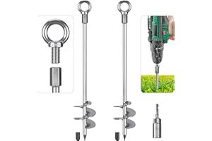 Insaga Tent Peg, 76cm Heavy Duty Ground Anchor Large Metal Earth Stake Spiral Blade Screw in Trampolines Spike for Swing Set/Camping/Shed/Dog/Carport with Fixed Eyelet, 2 Pack