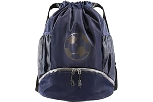 SFBSFL Sports Drawstring Gym Bag,Basketball Football Backpack with Shoes Compartment and Two Water Bottle Holder for Women&Men