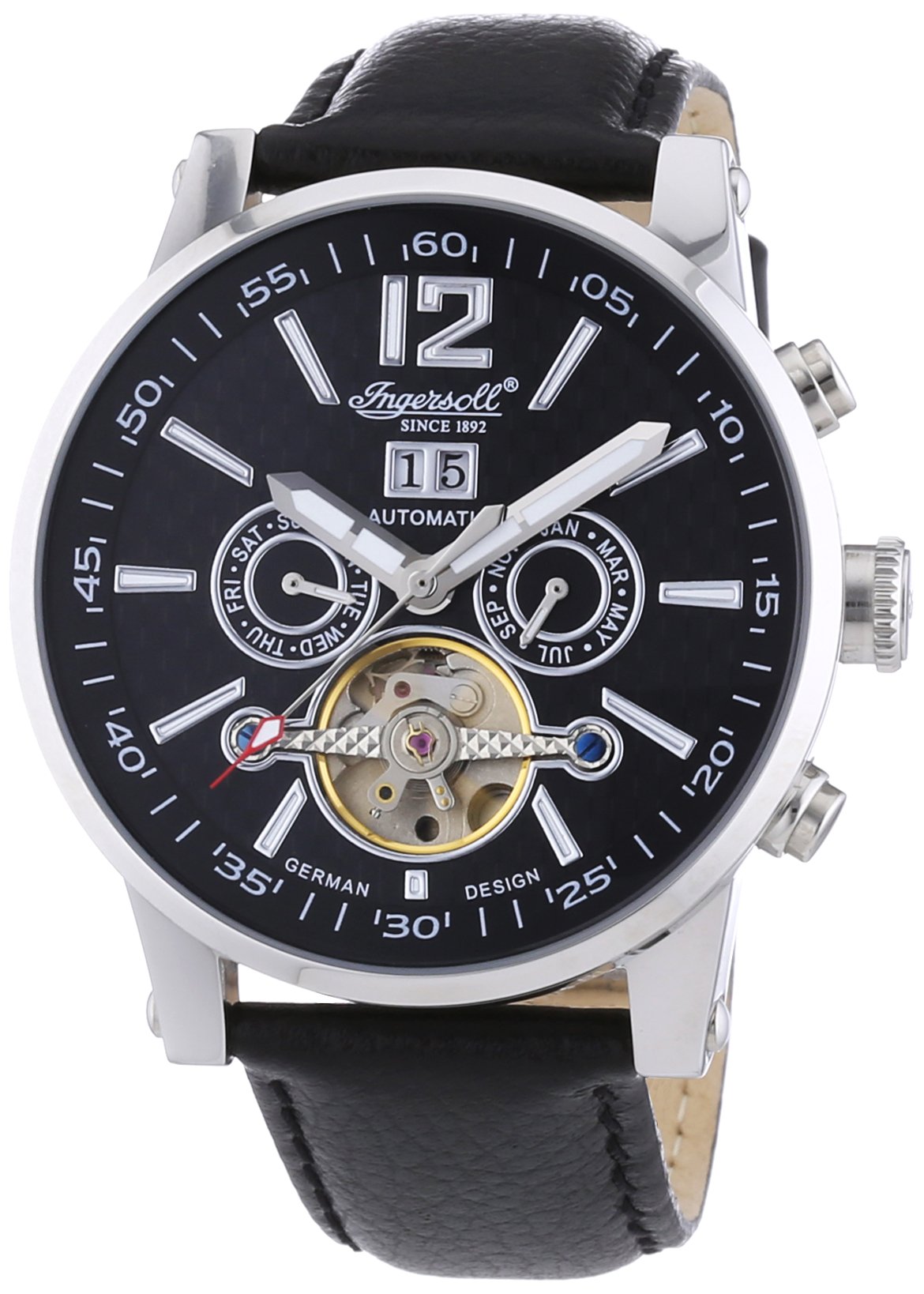 Ingersoll Herren-Armbanduhr XL Osceola Chronograph Automatik Leder IN1706BK