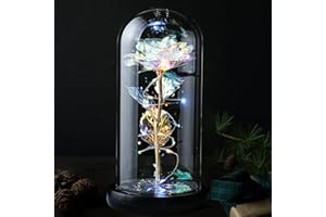 Veryhome Mothers Day Flowers Gifts Rose Gifts for Her Preserved Flowers Women Galaxy Rose Rainbow Light Up Flowers in Glass Dome Christmas Decoration for Valentine's Day Anniversary Mother's Day